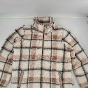 Abercrombie & Fitch Plaid / Sherpa Fleece / Quarter-Zip/ Jacket Pullover